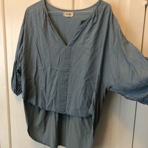 Porridge Anthropolgie high low blue top XL